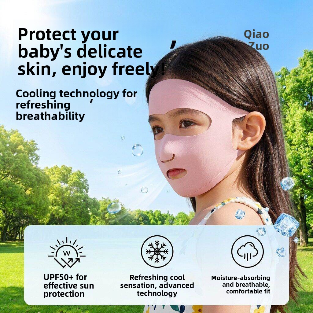 Kids Face Mask - Kinderzonnebeschermingsmasker van ijszijde, koele sensatie, volledige